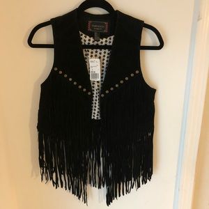 SOLD NWT Fringe Vest - Suede Pig Skin Leather